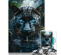 Rompecabezas de 1000 Piezas para Adolescentes y Adultos, diseño de Leopardo Negro en la Jungla Un desafío difícil y antiestrés, Toda la Familia 38x26cm