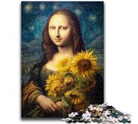 Rompecabezas de 1000 Piezas para Adolescentes y Adultos, diseño de Mona Lisa, Girasol, antiestrés, para Pasar el rato en casa, con Papá Noel, 26x38cm