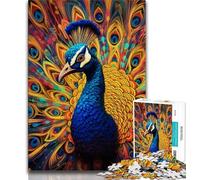 Rompecabezas de 1000 Piezas para Adolescentes y Adultos, diseño de Pavo Real psicodélico Difícil de completar, Pero Divertido y Divertido cumpleaños y Regalos de 38x26cm