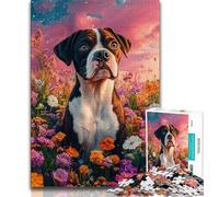 Rompecabezas de 1000 Piezas para Adolescentes y Adultos diseño de Perro bóxer 1000 Piezas Juego desafiante Juguetes decoración de Pared cumpleaños y Navidad 26x38cm
