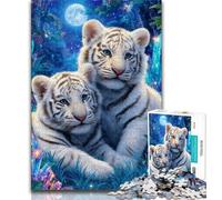 Rompecabezas de 1000 Piezas para Adolescentes y Adultos diseño de Tigre Blanco 1000 Piezas para Adultos Ideal para aliviar el estrés Pasar el rato en casa interacción Entre Padres e Hijos 38x26cm