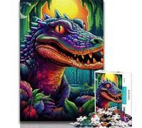 Rompecabezas de 1000 Piezas para Adolescentes y Adultos, diseño psicodélico de cocodrilo del Nilo Juego desafiante y Educativo para Toda la Familia, Ideal para cumpleaños y Navidad 75x50cm