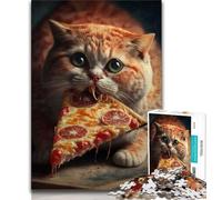 Rompecabezas de 1000 Piezas para Adolescentes y Adultos Divertido Gato Comiendo Pizza 1000 Piezas para Adultos Juegos educativos Juguetes de Bricolaje Grandes Regalos y Juguetes 38x26cm