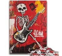 Rompecabezas de 1000 Piezas para Adolescentes y Adultos, Estilo Basquiat, Calavera Tocando la Guitarra, para Mayores de 14 años, Juego Intelectual, cumpleaños, 26x38cm
