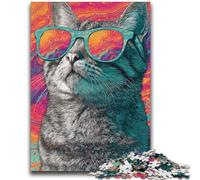 Rompecabezas de 1000 Piezas para Adolescentes y Adultos Gato con Gafas de Sol Rompecabezas de 1000 Piezas Lista de Deseos con Papá Noel para niños de 14 años (50x75cm)