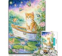 Rompecabezas de 1000 Piezas para Adolescentes y Adultos Gato navegando Juguetes y Juegos educativos para Adultos y Adolescentes (tamaño 38x26cm)