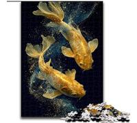 Rompecabezas de 1000 Piezas para Adolescentes y Adultos, Golden Koi, para Pasar el rato en casa, con póster y Hoja de Trivia a Juego, 38x26cm