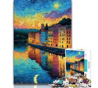 Rompecabezas de 1000 Piezas para Adolescentes y Adultos: Italia bajo el Cielo Nocturno Rompecabezas para Adultos Interacción Entre Padres e Hijos para Reducir el estrés 75x50cm