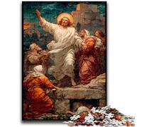 Rompecabezas de 1000 Piezas para Adolescentes y Adultos: Jesús en vitrales, un desafío difícil para aliviar el estrés, con póster a Juego y Hoja de Trivia de 50x75cm