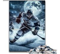 Rompecabezas de 1000 Piezas para Adolescentes y Adultos: Jugador de Hockey sobre Hielo, Pasatiempos en casa, con póster y Hoja de Trivia a Juego, 50x75cm