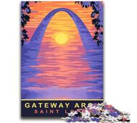 Rompecabezas de 1000 Piezas para Adolescentes y Adultos Juguete Educativo antiestrés Gateway Arch Interacción Entre Padres e Hijos A Partir de 14 años (tamaño 38x52cm)