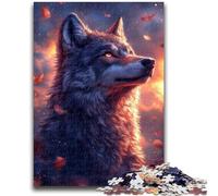 Rompecabezas de 1000 Piezas para Adolescentes y Adultos, Lobo al Atardecer, Juguete Educativo para aliviar el estrés, interacción Entre Padres e Hijos, para niños de 14 años 38x26cm
