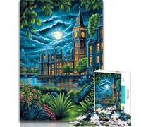 Rompecabezas de 1000 Piezas para Adolescentes y Adultos Londres de Noche, Rompecabezas de 1000 Piezas, Lista de Deseos con Papá Noel para niños de 14 años, 50x75cm