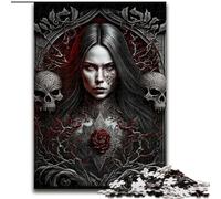 Rompecabezas de 1000 Piezas para Adolescentes y Adultos: Misteriosa Chica gótica, Juego Familiar para aliviar el estrés, desafío difícil Una Obra de Arte para Mayores de 14 años (tamaño 50x75cm)