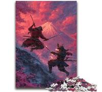 Rompecabezas de 1000 Piezas para Adolescentes y Adultos Ninja al pie del Monte Fuji Toda la Familia a Partir de los 14 años (75x50cm)