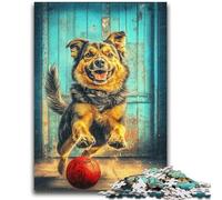 Rompecabezas de 1000 Piezas para Adolescentes y Adultos: Perro Pastor Jugando con una Pelota, antiestrés, Vacaciones en casa, Lista de Deseos con Papá Noel, 26x38cm