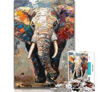 Rompecabezas de 1000 Piezas para Adolescentes y Adultos Pintura al óleo de Elefante Entrena tu Cerebro y Tus Manos Regalo de cumpleaños 50x75cm