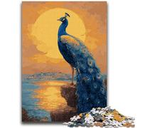 Rompecabezas de 1000 Piezas para Adolescentes y Adultos, Pintura al óleo de Pavo Real Azul, Actividad para el hogar, Ideal para días lluviosos (50x75cm)