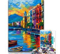 Rompecabezas de 1000 Piezas para Adolescentes y Adultos: Pintura de la Costa de Nápoles, Italia Difícil de completar, Pero Divertido y Divertido Regalos y cumpleaños únicos 50x75cm