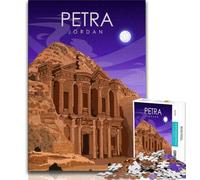 Rompecabezas de 1000 Piezas para Adolescentes y Adultos Póster de Viaje de Petra, Jordania Juguetes educativos, Juegos antiestrés, Regalos y Juguetes geniales (75x50cm)