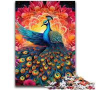 Rompecabezas de 1000 Piezas para Adolescentes y Adultos Rompecabezas psicodélico de Pavo Real para Adultos Un Regalo desafiante y difícil para Toda la Familia 38x26cm