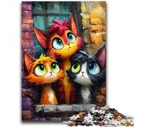 Rompecabezas de 1000 Piezas para Adolescentes y Adultos: Tres Gatos, Alivia el estrés, Pasa el Tiempo en casa, Lista de Deseos con Papá Noel, 26x38cm