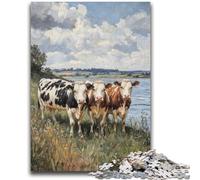 Rompecabezas de 1000 Piezas para Adolescentes y Adultos: Tres Vacas, Alivia el estrés, Pasa el Tiempo en casa, Lista de Deseos con Papá Noel, 26x38cm