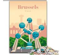 Rompecabezas de 1000 Piezas para Adolescentes y Adultos: Viaje a Bruselas Difícil de completar, Pero Divertido y Divertido Regalos y cumpleaños únicos 38x26cm