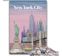 Rompecabezas de 1000 Piezas para Adolescentes y Adultos: Viaje a Nueva York al anochecer Apto para Mayores de 14 años Juegos educativos Regalos de Amigo Secreto 75x100cm