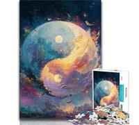 Rompecabezas de 1000 Piezas para Adolescentes y Adultos Yin y Yang 1000 Piezas para Adultos para aliviar el estrés para Pasar el rato interacción Entre Padres e Hijos 38x26cm