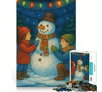 Rompecabezas de 1000 Piezas para Adolescentes y niños ilustración de un muñeco de Nieve,Corte, lógica Divertida,Juguete Divertido,Juego Tranquilo,diversión de cumpleaños (38x52cm)