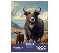 Rompecabezas De 1000 Piezas para Adolescentes Yak and Calf in Mountain Landscape Rompecabezas para Adultos Juegos Relajantes Decoración De Pared 52x38cm/1000pcs
