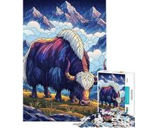 Rompecabezas de 1000 Piezas para Adolescentes Yak Colorido en Paisaje de montaña Rompecabezas para Adultos Juego práctico análisis y lógica Gran Regalo para los Amantes de los Videojuegos (50x75cm)