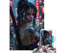 Rompecabezas de 1000 Piezas para Adolescentes Yakuza Girl Beauty Actividades Divertidas en casa Corte de precisión Juegos relajantes para Mayores de 14 años Juego de Rompecabezas Incluido (38x26cm)