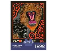 Rompecabezas De 1000 Piezas para Adolescentes Yayoi Kusama Mandrill No.6 Exhibition Poster Rompecabezas para Adultos Juguete Decoración De Pared Mejora La Memoria Desafío Educativo 70x50cm/1000pcs