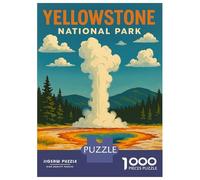Rompecabezas De 1000 Piezas para Adolescentes Yellowstone National Park Vintage Poster Rompecabezas para Adultos Juguetes De Bricolaje Decoración del Hogar Juego Desafiante Regalos 38x26cm/1000pcs