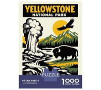 Rompecabezas De 1000 Piezas para Adolescentes Yellowstone National Park Vintage Poster Rompecabezas para Adultos Juego Práctico Difícil Regalos De Cumpleaños Y Únicos 52x38cm/1000pcs