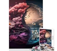 Rompecabezas de 1000 Piezas para Adolescentes Yin y Yang eternos decoración del hogar Juguetes Ideas de Regalo Juego de ingenio con póster a Juego y Hoja de Trivia tamaño 50x75cm