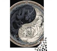 Rompecabezas De 1000 Piezas para Adolescentes Yin Yang Dragon Tiger Art Print Rompecabezas para Adultos Juego Familiar Desafío Difícil Interacción Entre Padres E Hijos 38x26cm/1000pcs