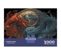Rompecabezas De 1000 Piezas para Adolescentes Yin Yang Dragons Art Print Rompecabezas para Adolescentes Juego De Ingenio Una Obra De Arte Diversión En Casa Actividades, 38x26cm/1000pcs