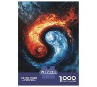 Rompecabezas De 1000 Piezas para Adolescentes Yin Yang Flames Rompecabezas Juegos Divertidos Regalos para Mujeres Cumpleaños Y Navidad 52x38cm/1000pcs