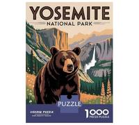 Rompecabezas De 1000 Piezas para Adolescentes Yosemite National Park Bear Illustration Rompecabezas para Adultos Juego Familiar Corte De Precisión Regalo De Cumpleaños, Regalos, 38x26cm/1000pcs