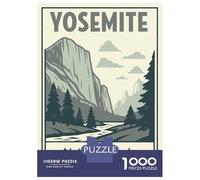 Rompecabezas De 1000 Piezas para Adolescentes Yosemite National Park Vintage Poster Rompecabezas Juego Familiar Mejora La Memoria Cumpleaños 70x50cm/1000pcs