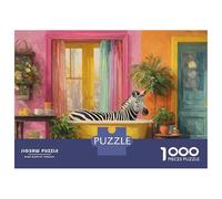 Rompecabezas De 1000 Piezas para Adolescentes Zebra in Bathtub Painting Rompecabezas para Adultos Juguetes De Bricolaje Difícil Difícil Diversión En El Hogar Actividades, 38x26cm/1000pcs