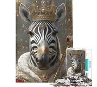 Rompecabezas de 1000 Piezas para Adolescentes Zebra King Rompecabezas para Adultos Juego Familiar decoración del hogar cumpleaños (tamaño 50x75cm)