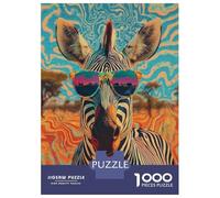 Rompecabezas De 1000 Piezas para Adolescentes Zebra Sunglasses Safari Adventure Rompecabezas para Adultos Juegos Familiares Decoración Gran Regalo para Jugar 70x50cm/1000pcs