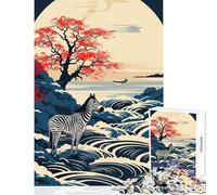 Rompecabezas de 1000 Piezas para Adolescentes Zebra Waves Japan Vibes Jigsaw 1000 Piezas Juego práctico Regalos para Mujeres y Hombres Corte de precisión (50x75cm)
