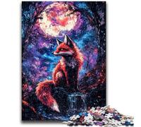 Rompecabezas de 1000 Piezas para Adolescentes Zorro bajo la Luna para Mayores de 14 años Juego de Preguntas y respuestas Actividades Divertidas en casa,Regalo de cumpleaños,Regalo de Viaje 50x75cm