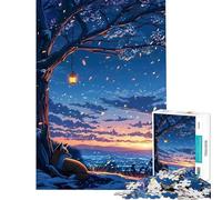 Rompecabezas de 1000 Piezas para Adolescentes Zorro bajo un árbol en Flor al Atardecer Actividades Divertidas para Hacer en casa Juegos educativos y entretenidos Aptos para Mayores de 14 años 38x52cm