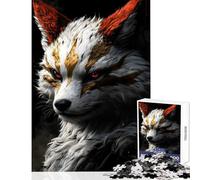 Rompecabezas de 1000 Piezas para Adolescentes Zorro Blanco con Orejas Rojas decoración del hogar Juguetes Regalo de cumpleaños Juego práctico interacción Entre Padres e Hijos tamaño 38x52cm